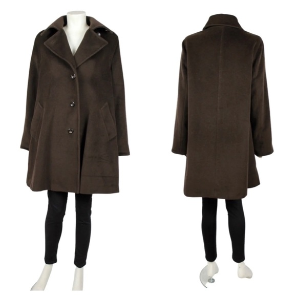 MAX MARA BROWN WOOL THREE BUTTON COAT - Picture 2 of 9